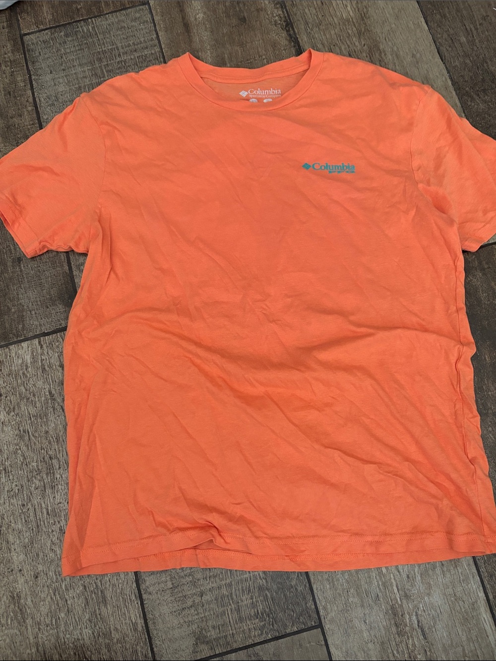 Columbia Men’s Short-Sleeve T‑Shirt in Bright Orange with Teal Logo